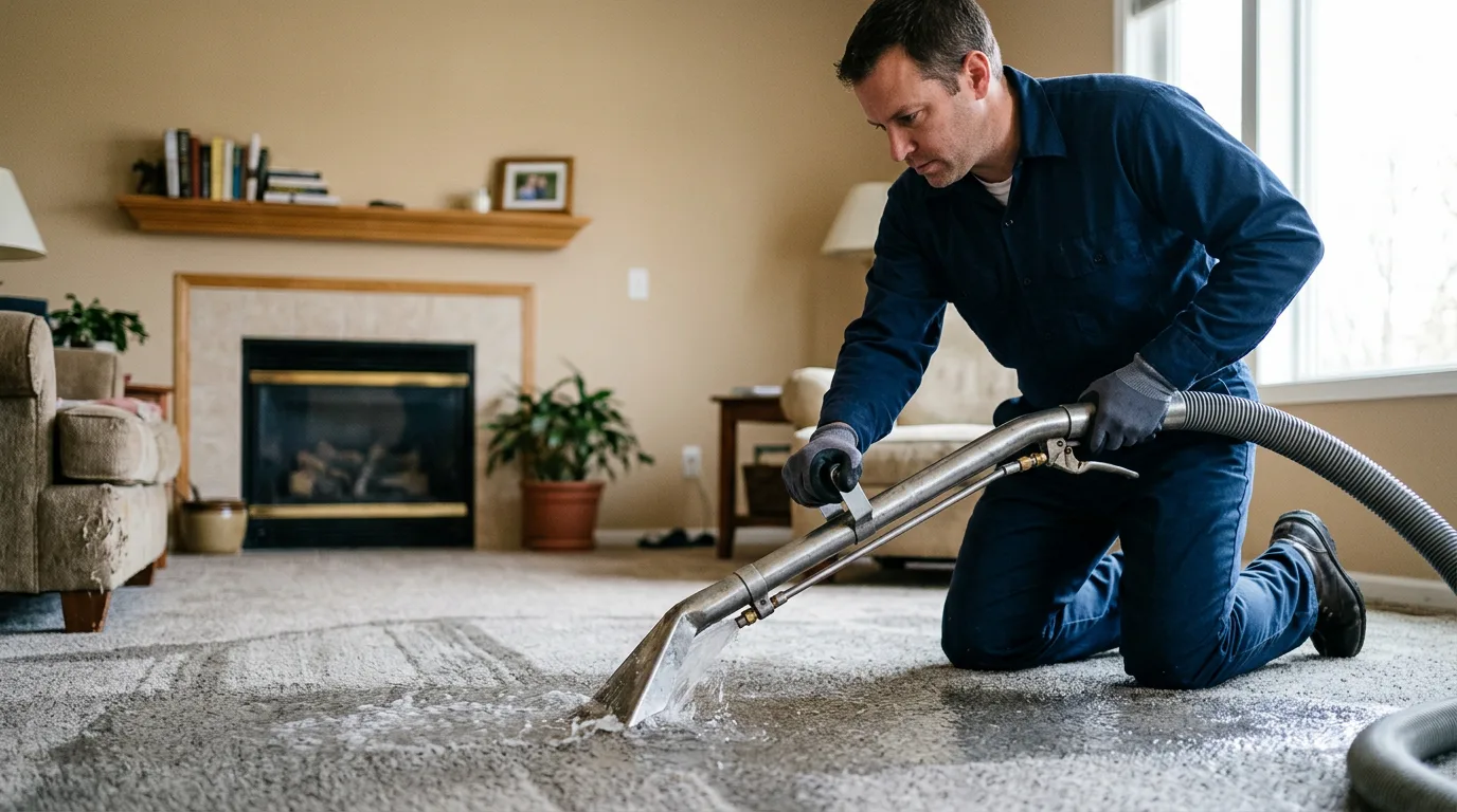 Water damage restoration technician working near Sardis, TN